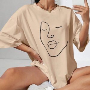 Abstract Woman Face Tee - Y2K Aesthetic for Trendy Summer Outfits