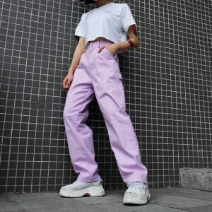 Aesthetic Lavender Y2K Pants for Trendy Summer Outfits