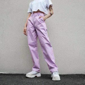 Aesthetic Lavender Y2K Pants for Trendy Summer Outfits