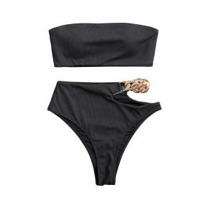 Aesthetic Y2K Bikini with Chain Detail for Trendy Summer Vibes