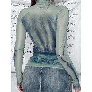 Apocalyptic Y2K Turtleneck: Edgy Grunge Top for Retro Summer Vibes