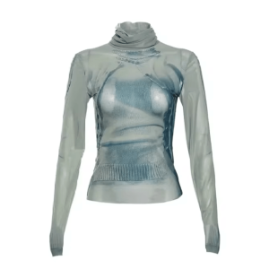 Apocalyptic Y2K Turtleneck: Edgy Grunge Top for Retro Summer Vibes