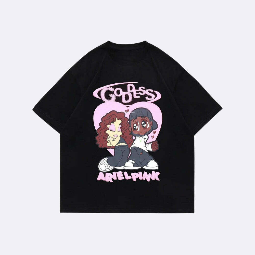 Ariel Pink Y2K Cute Couple Tee - Retro 90s Grunge Summer Outfit