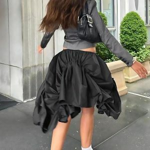 Asymmetric Ruched Y2K Mini Skirt for Trendy Summer Outfits