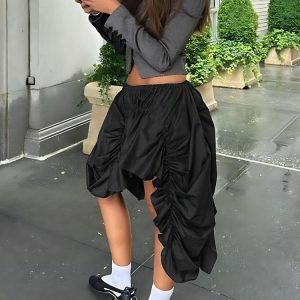 Asymmetric Ruched Y2K Mini Skirt for Trendy Summer Outfits