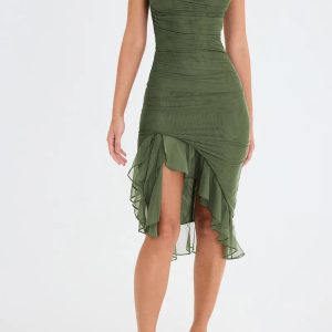 Asymmetric Ruffled Mesh Mini Dress - Y2K Summer Party Outfit Essential