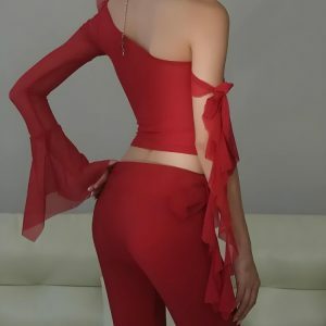 Baddie Rose One Shoulder Mesh Top - Y2K Summer Party Outfit Essential