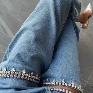 Baddie Y2K Embellished Cut-Out Jeans for Trendy Summer Outfits