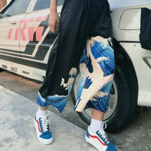 Blue Waves Y2K Summer Pants - Retro 90s Grunge Outfit Essential