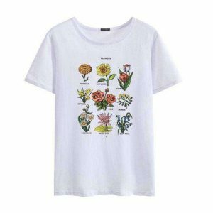 Botanical Wildflower Print Y2K T-Shirt for Retro Summer Vibes