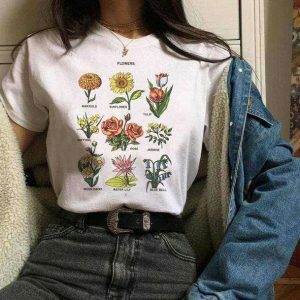 Botanical Wildflower Print Y2K T-Shirt for Retro Summer Vibes