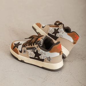 Brown Star Aesthetic Sneakers - Y2K Grunge Style for Retro Vibes