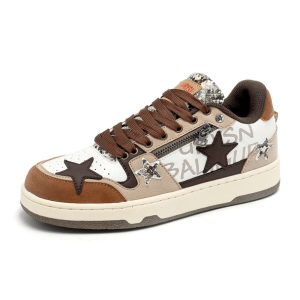 Brown Star Aesthetic Sneakers - Y2K Grunge Style for Retro Vibes