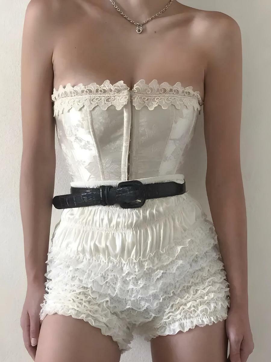 Coquette Lace Ruched Ruffled Y2K Shorts for Summer Vibes and Style