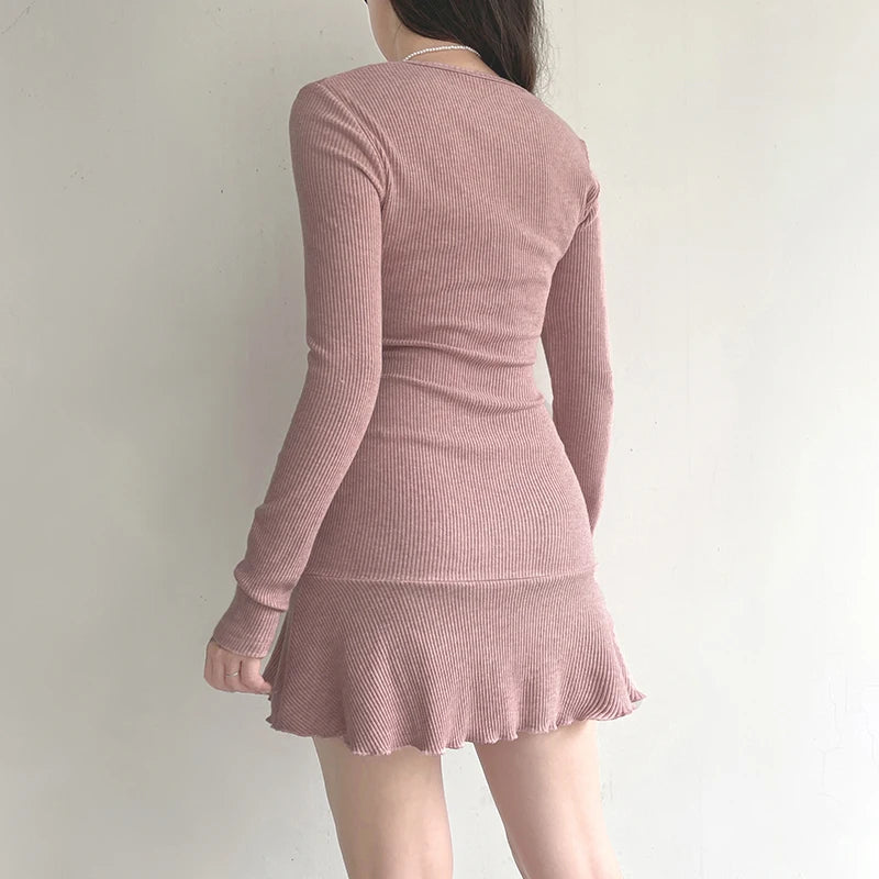 Coquette Pink Y2K Mini Dress - Retro Summer Outfit for Trendy Women