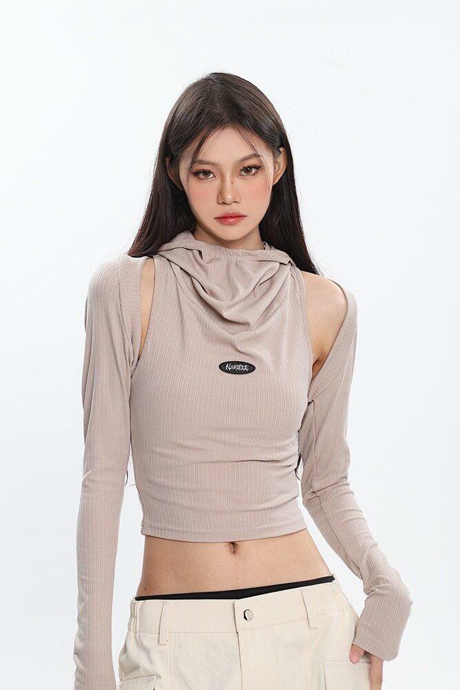 Cowl Collar Cut-Out Crop Top - Y2K Summer Fashion Essential