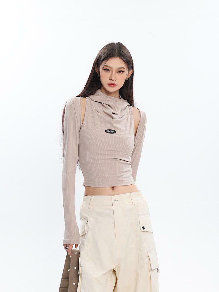 Cowl Collar Cut-Out Crop Top - Y2K Summer Fashion Essential