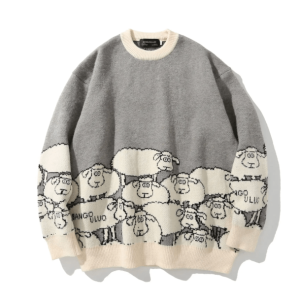 Cozy Y2K Snuggle Sheep Sweater for Retro Summer Vibes and Grunge Style