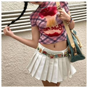 Crispy Apple Y2K Crop Top: Retro Summer Outfit for Trendy Vibes