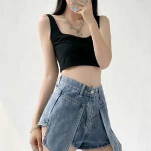 Detachable Straight Leg Jeans - Y2K Grunge Style for Effortless Summer Looks