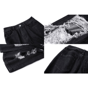 Distressed Black Y2K Jeans for Retro Grunge Summer Outfits