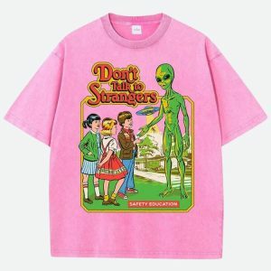 Don't Talk To Strangers Y2K Baby Tee - Retro Grunge Summer Outfit