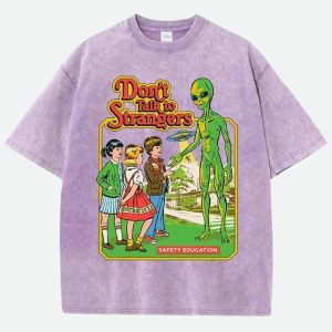 Don't Talk To Strangers Y2K Baby Tee - Retro Grunge Summer Outfit