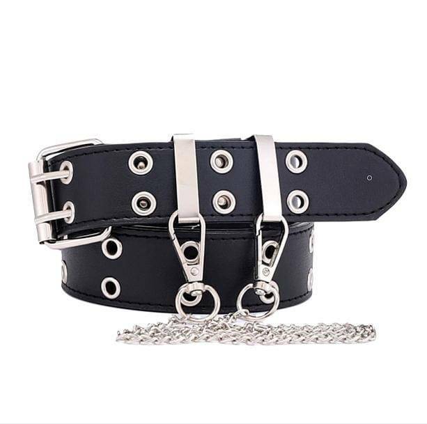 Edgy Y2K Double Hole Chain Belt for Grunge and Retro Summer Outfits