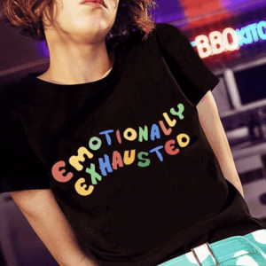 Emotionally Exhausted Y2K Grunge Tee - Retro 90s Summer Outfit Essential