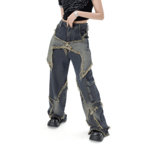 Enchanted Pentagram Y2K Grunge Jeans for a Retro Summer Vibe