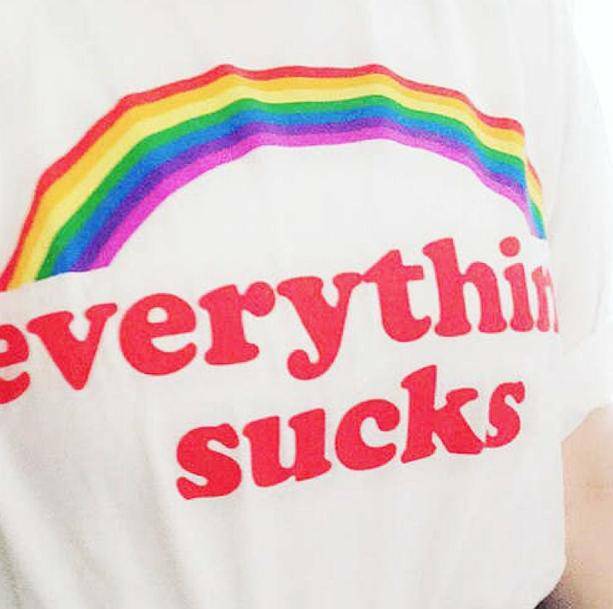 Everything Sucks Y2K Rainbow Graphic Tee - Retro 90s Summer Style