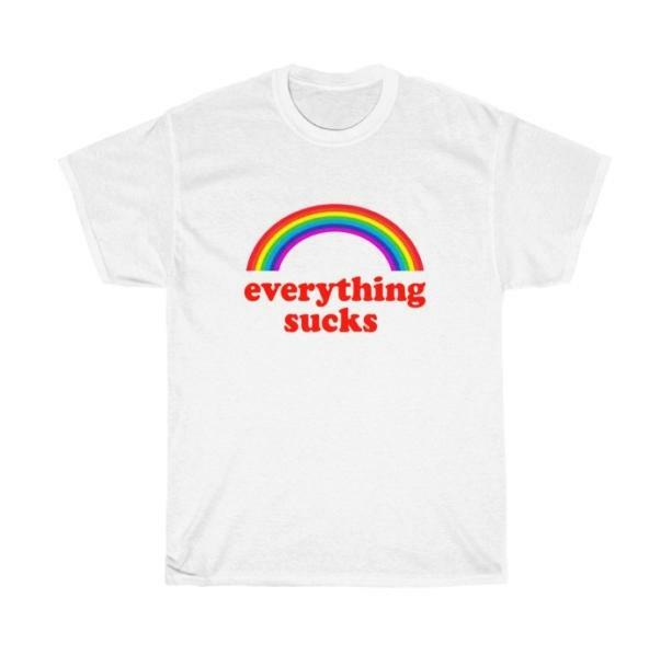 Everything Sucks Y2K Rainbow Graphic Tee - Retro 90s Summer Style