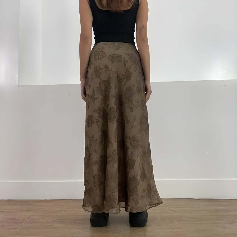 Fairy Grunge Floral Maxi Skirt - Y2K Summer Outfit for Retro Vibes