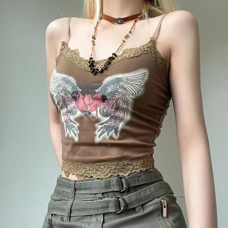 Fairy Grunge Y2K Angel Wings Top for Retro Summer Outfits