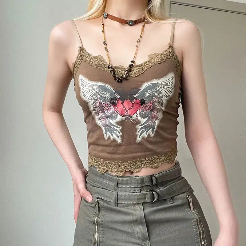 Fairy Grunge Y2K Angel Wings Top for Retro Summer Outfits