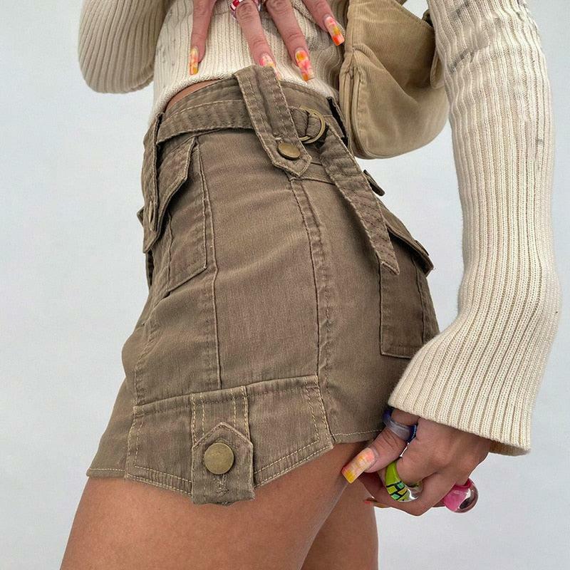 Fairy Grunge Y2K Cargo Mini Skirt - Retro 90s Summer Outfit Essential