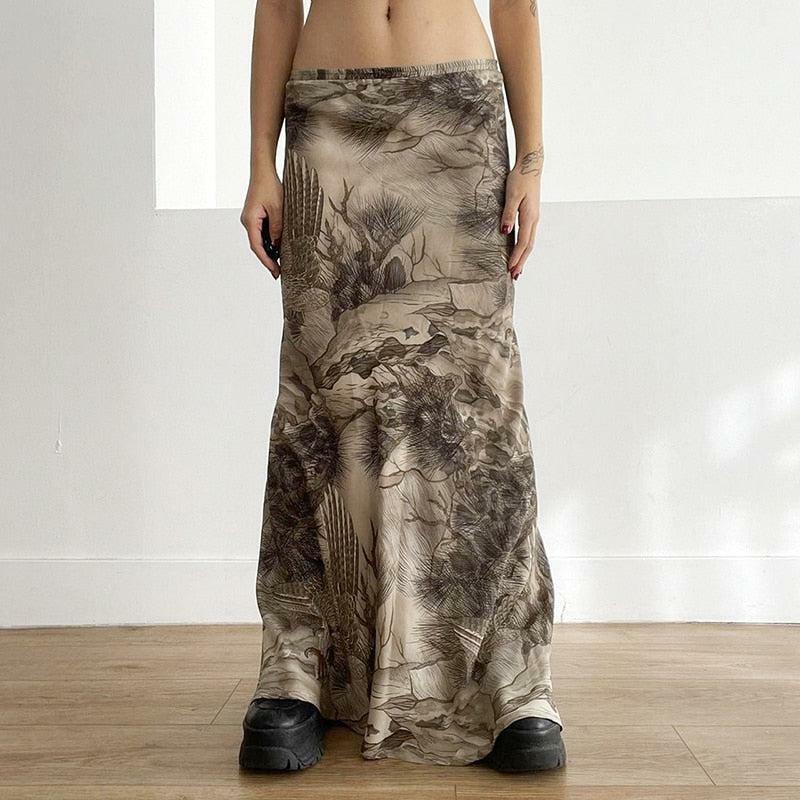 Fairy Grunge Y2K Forest Maxi Skirt - Retro 90s Fashion Statement Piece