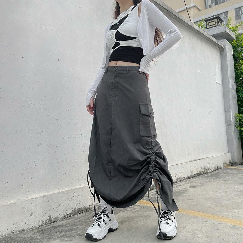 Fairy Grunge Y2K Parachute Maxi Skirt for Retro Summer Vibes