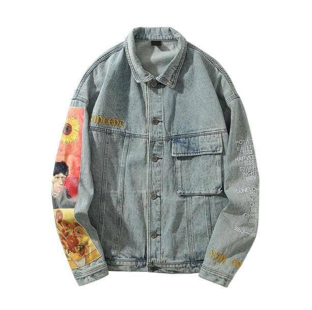 Famous Artist Y2K Denim Jacket: Retro 90s Grunge Style Outerwear