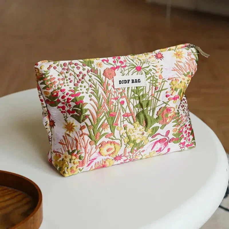 Floral Embroidered Makeup Bag - Y2K Aesthetic for Summer Outfits