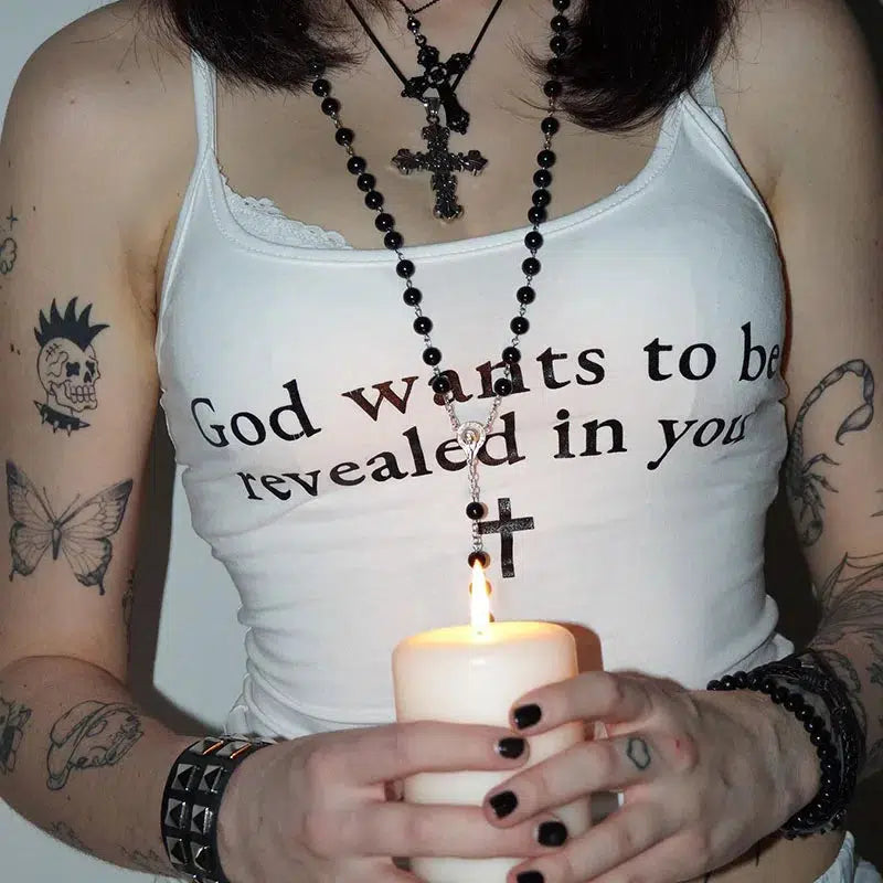 God Wants To Be Revealed Y2K Tank Top - Retro 90s Grunge Style