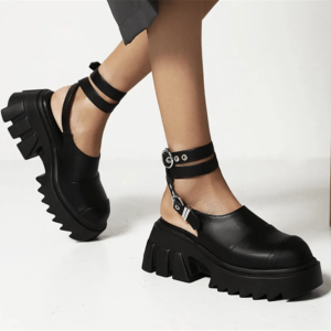 Goth Y2K Ankle Wrap Shoes for Grunge Summer Outfits and Retro Vibes