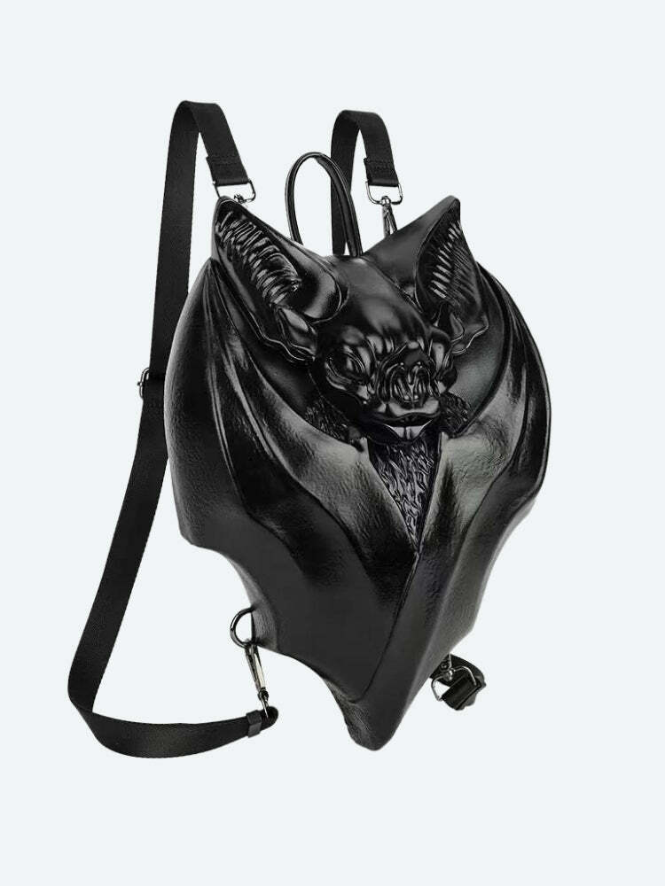 Goth Y2K Bat Backpack - Retro Grunge Style for Y2K Fashion Lovers