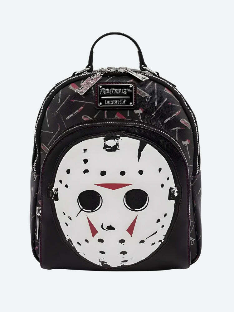 Gothic Y2K Friday the 13th Backpack for Retro Grunge Style Outfits