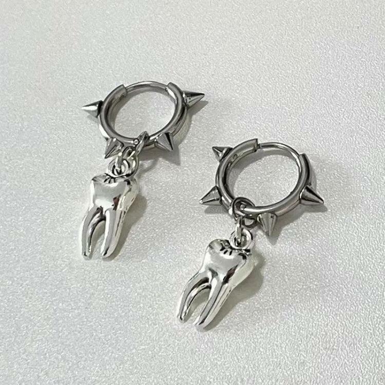 Gothic Y2K Spiked Hoop Earrings for Retro Grunge Summer Outfits