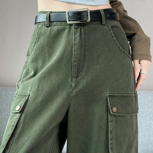 Grassy Green Y2K Cargo Jeans: Retro 90s Grunge Style for Summer Outfits