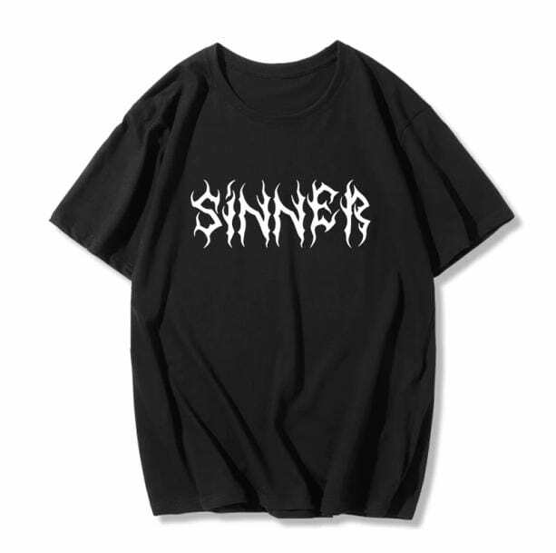 Grunge Sinner Y2K T-Shirt: Retro 90s Fashion for Bold Summer Outfits