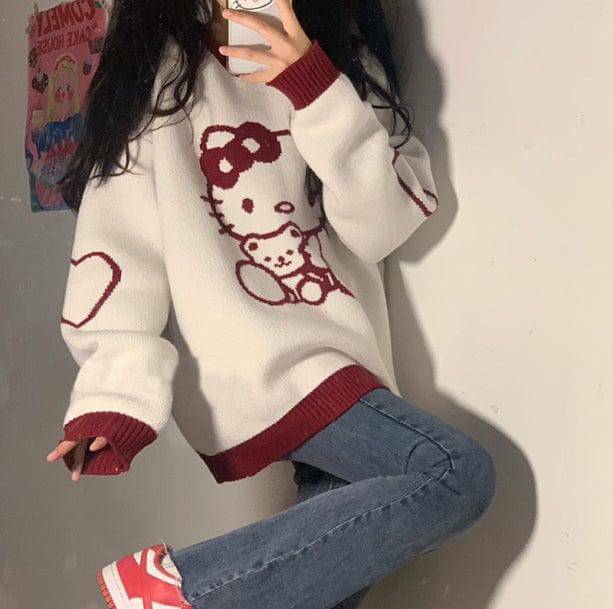 Hello Kitty Inspired Y2K Sweater: Retro 90s Fashion for Trendy Outfits