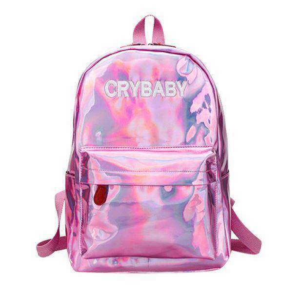 Holographic Crybaby Backpack - Y2K Grunge Style for Trendy Outfits