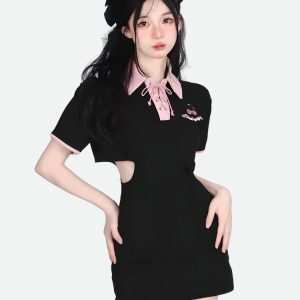 Kawaii Cherry Cut Out Mini Polo Dress - Y2K Summer Outfit Essential